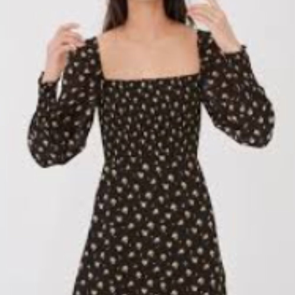 Maje Rithik Smocked Floral Dress Size 38 (M) NWT